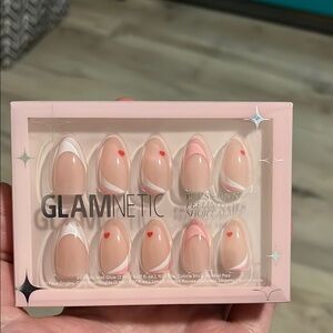 Glamnetic Nude and Red Press-On Nails